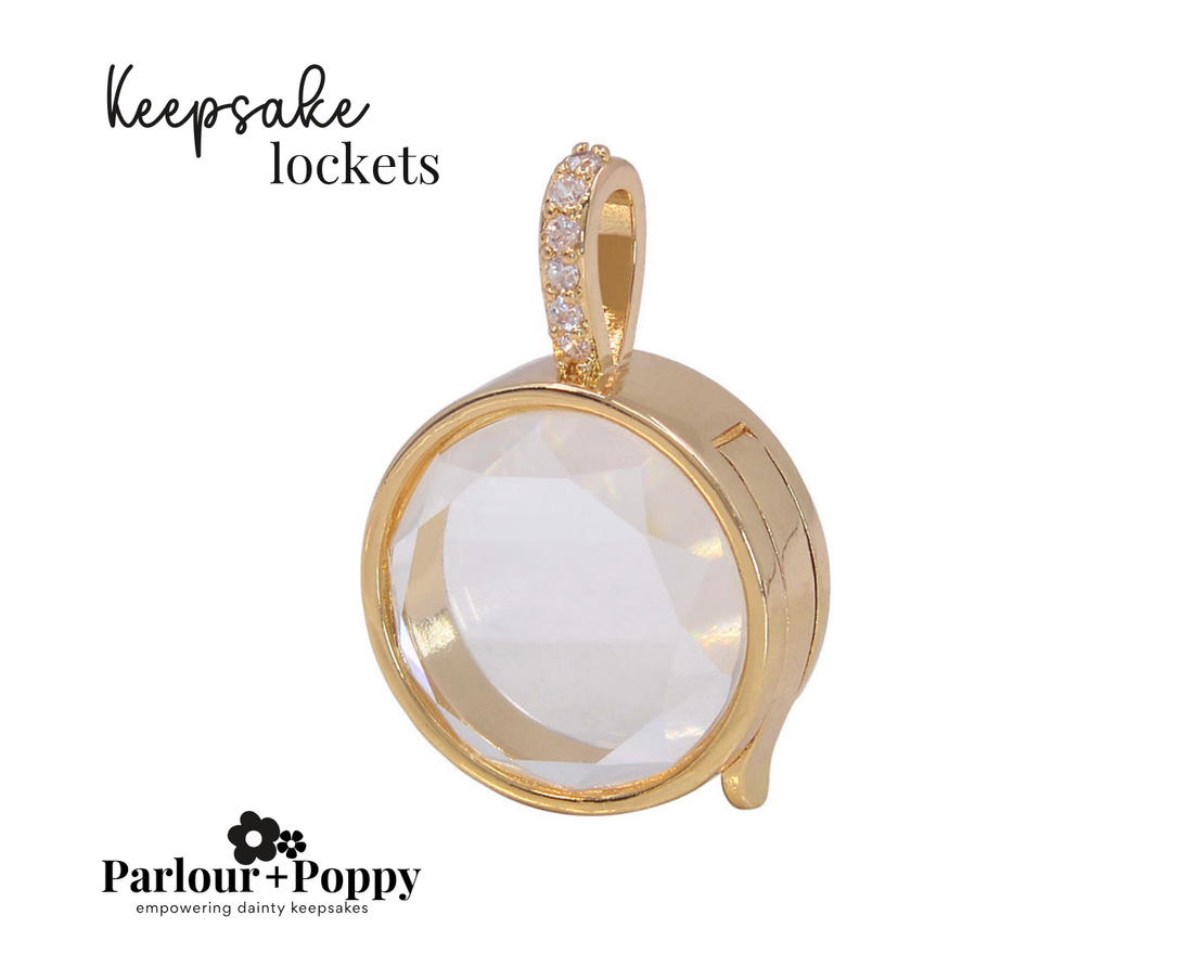 Small Round Glass Keepsake Double Clasp Locket Necklace