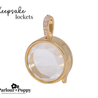 Small Round Glass Keepsake Double Clasp Locket Necklace