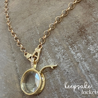 Small Round Glass Keepsake Double Clasp Locket Necklace