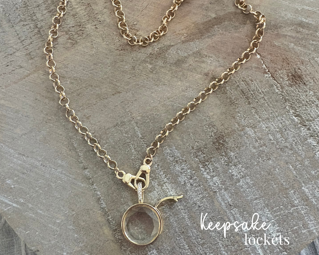 Small Round Glass Keepsake Double Clasp Locket Necklace