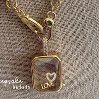 Square Glass Keepsake Double Clasp Locket Necklace