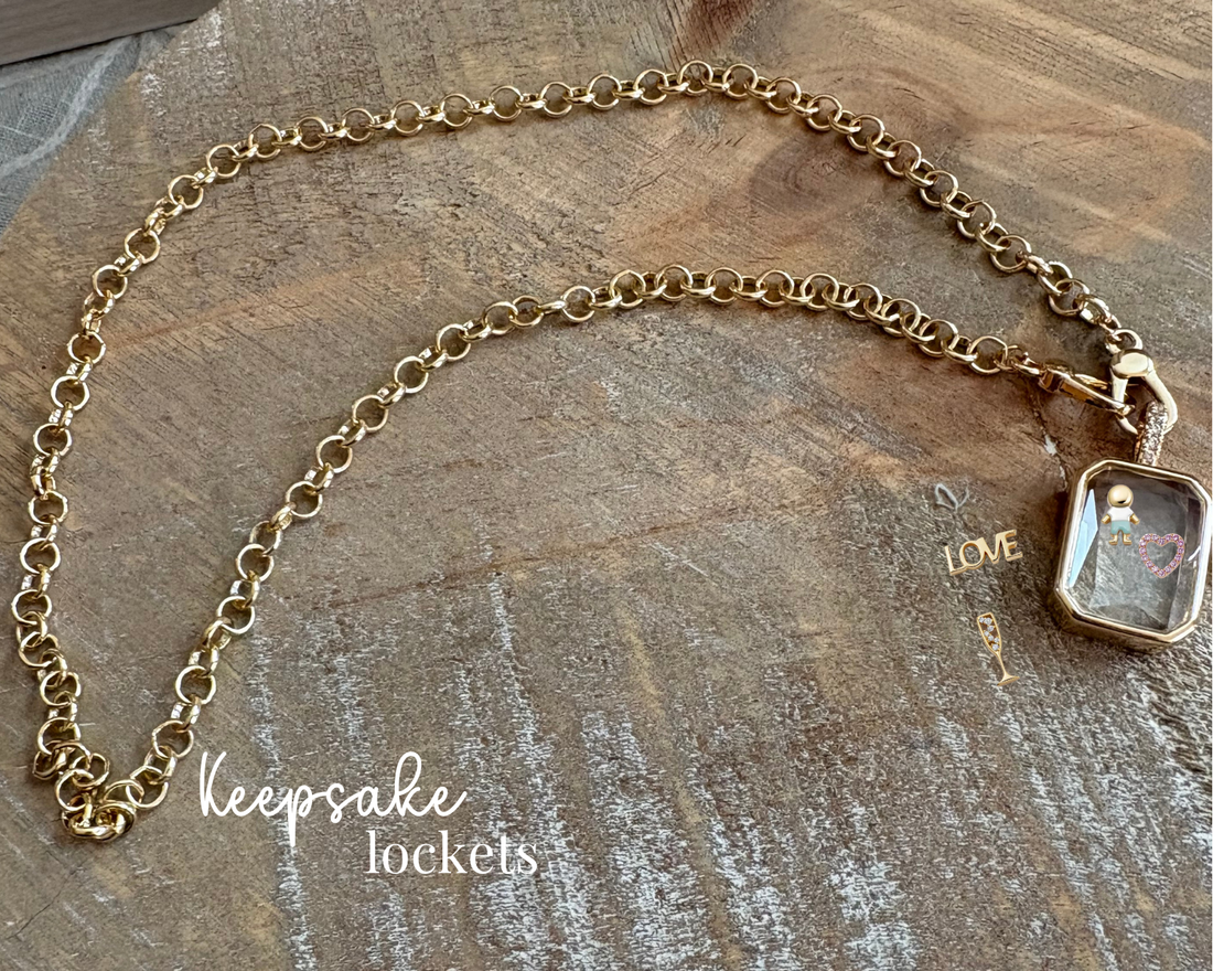 Square Glass Keepsake Double Clasp Locket Necklace