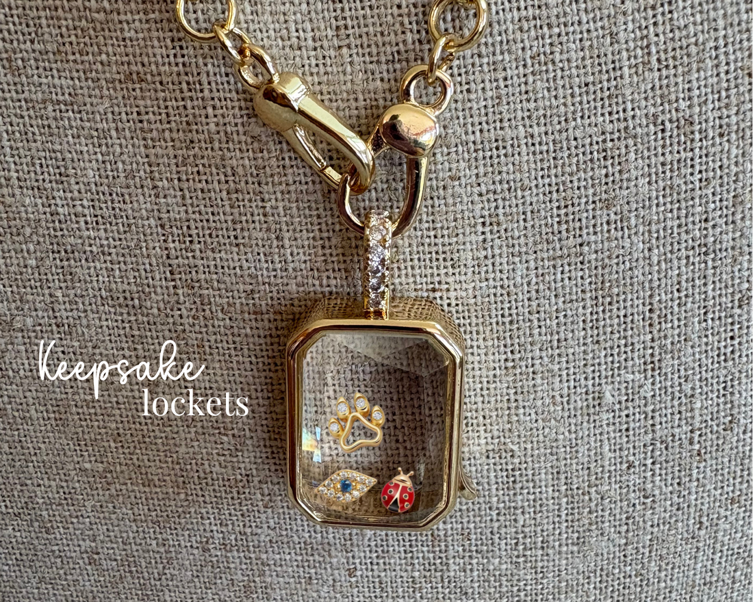 Square Glass Keepsake Double Clasp Locket Necklace
