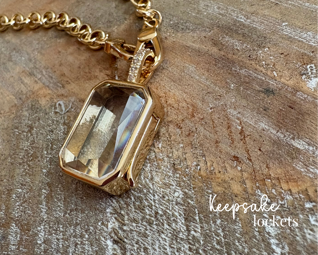 Square Glass Keepsake Double Clasp Locket Necklace