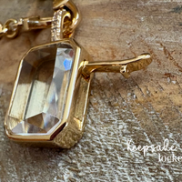 Square Glass Keepsake Double Clasp Locket Necklace