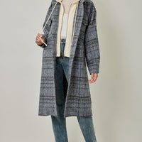 Plaid Hooded Long Jacket