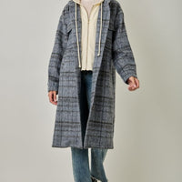 Plaid Hooded Long Jacket