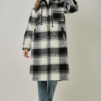 Plaid Hooded Long Jacket
