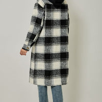 Plaid Hooded Long Jacket