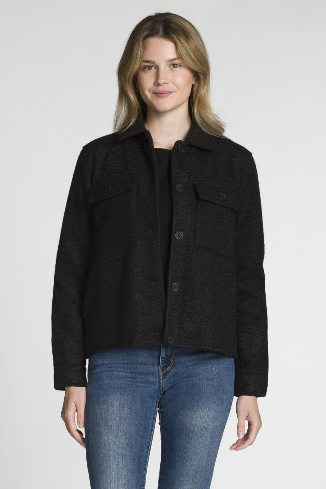 Long Sleeve Button-Front Short Jacket