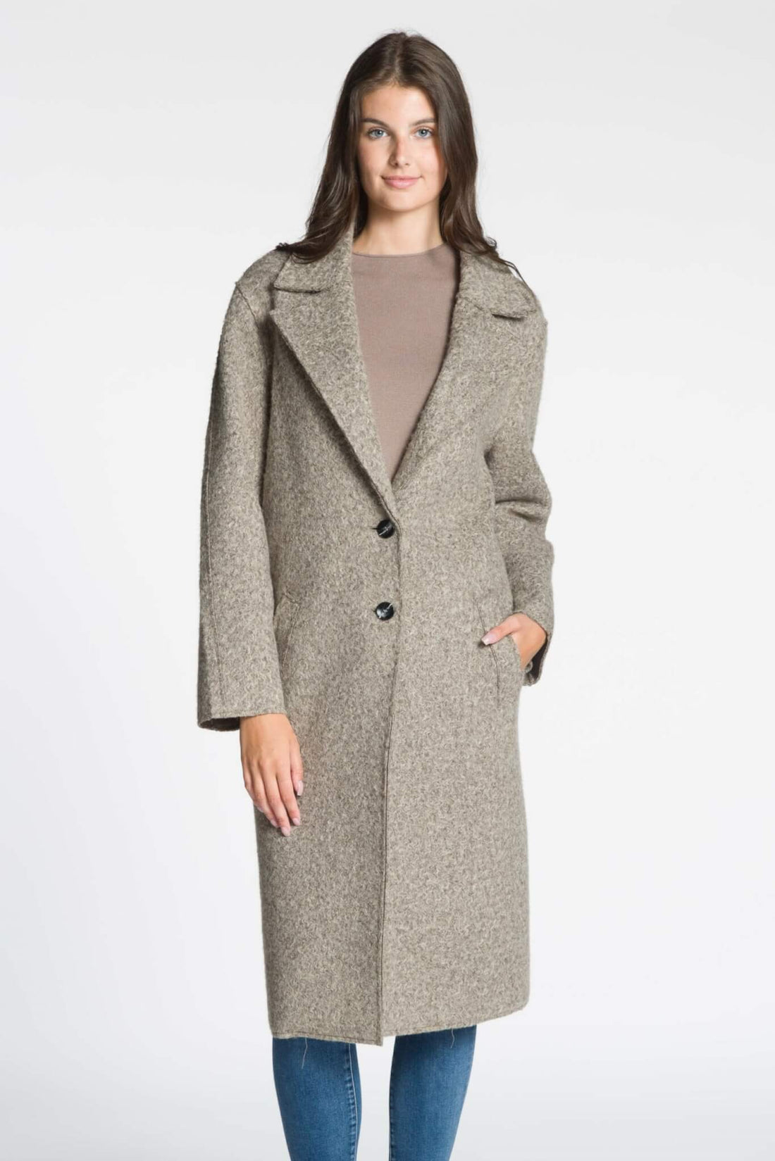 Long Coat with Raw Edge Finish