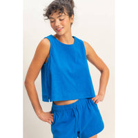 Sleeveless Boxy Fit Crew Neck Top