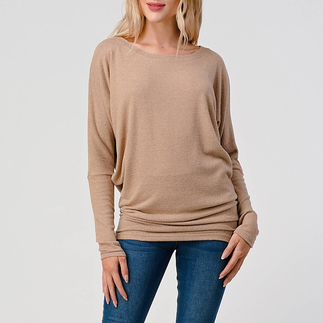 Round Neck Brushed Knit Longsleeve Dolman