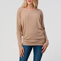 Round Neck Brushed Knit Longsleeve Dolman