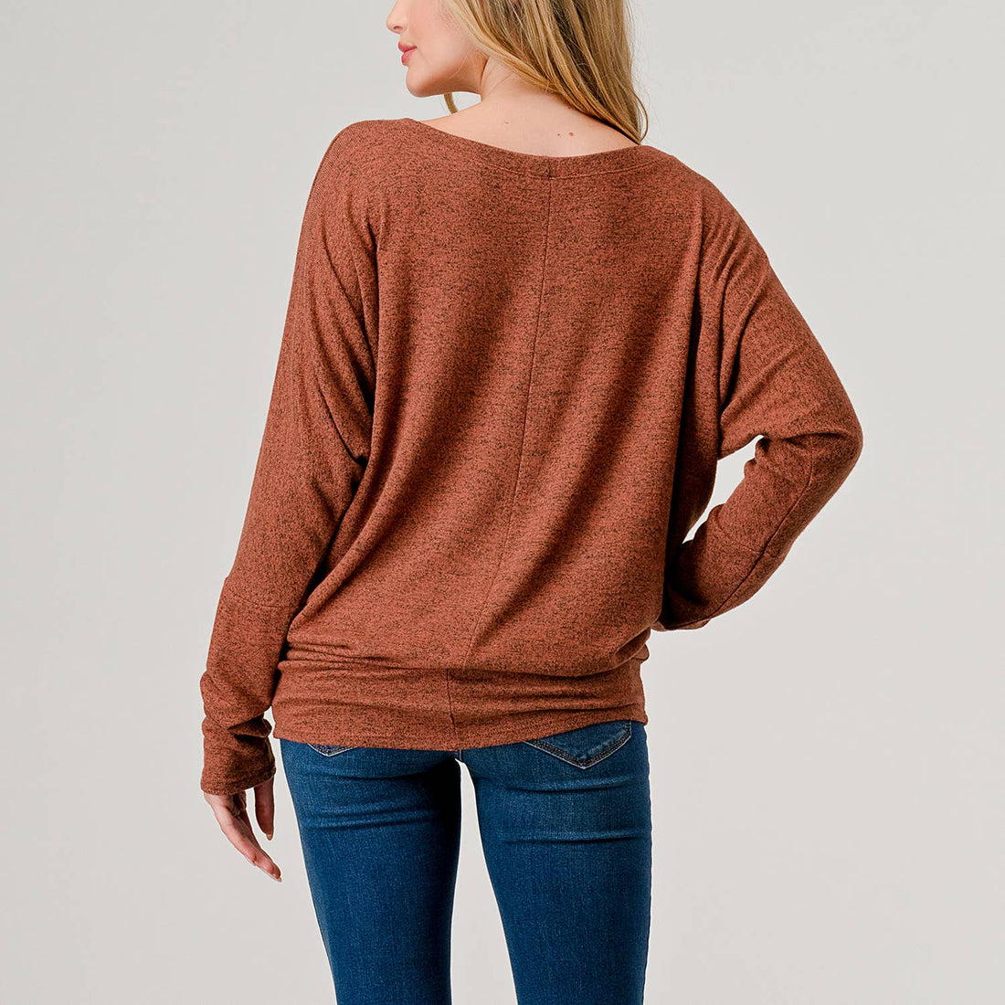 Round Neck Brushed Knit Longsleeve Dolman