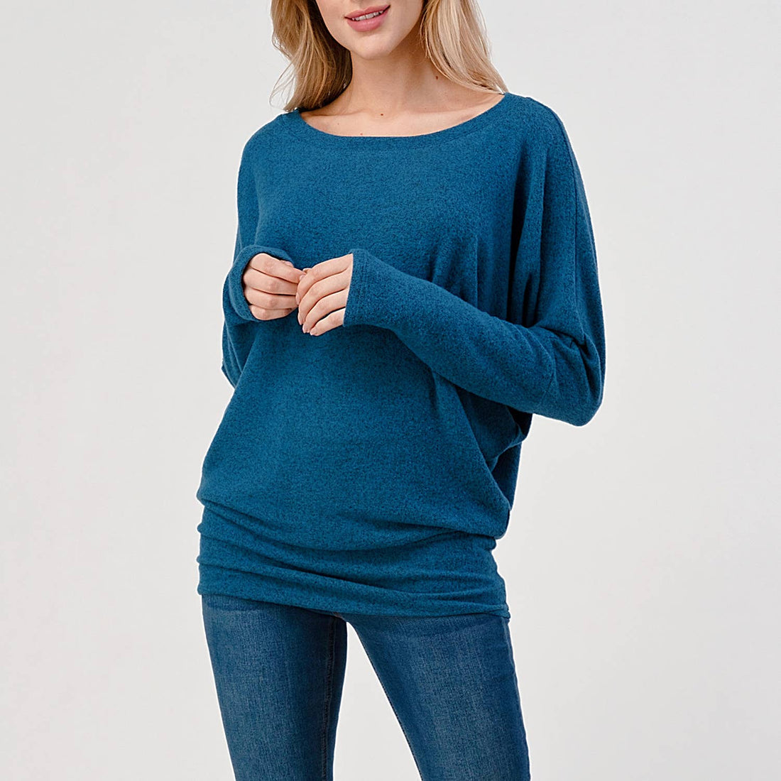 Round Neck Brushed Knit Longsleeve Dolman