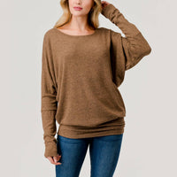 Round Neck Brushed Knit Longsleeve Dolman