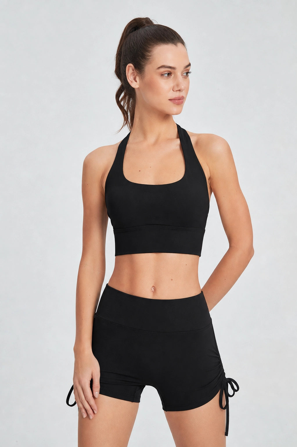 Halter Neck Twist Back Sports Bra