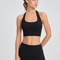 Halter Neck Twist Back Sports Bra