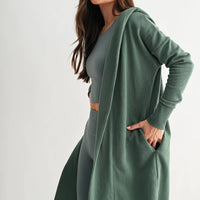 Open Front Longline Hoodie Cardigan