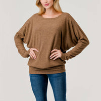 Round Neck Brushed Knit Longsleeve Dolman