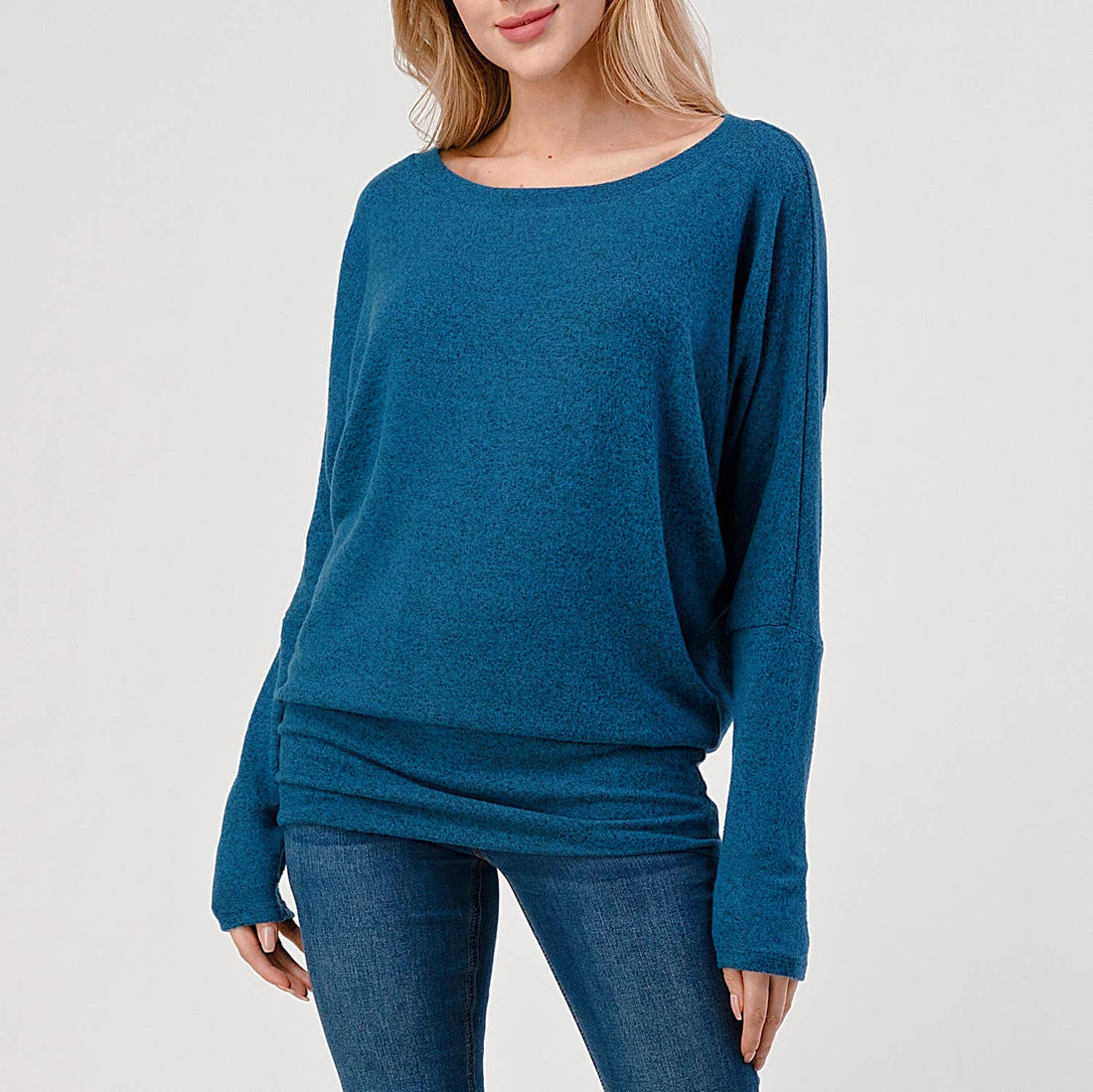 Round Neck Brushed Knit Longsleeve Dolman