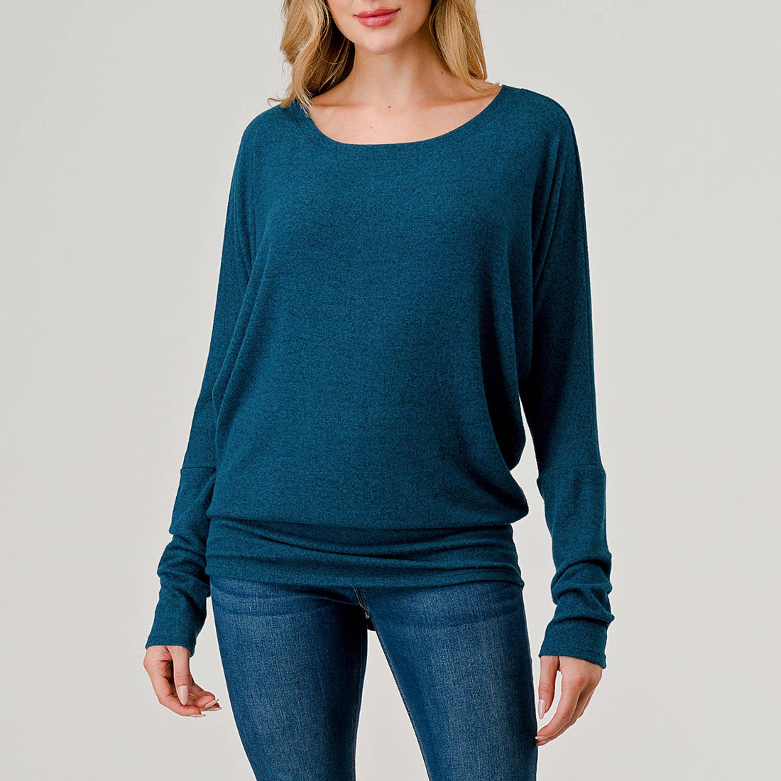 Round Neck Brushed Knit Longsleeve Dolman