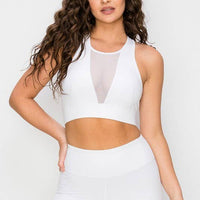 Deep V-Neck Mesh Activewear Sports Bra