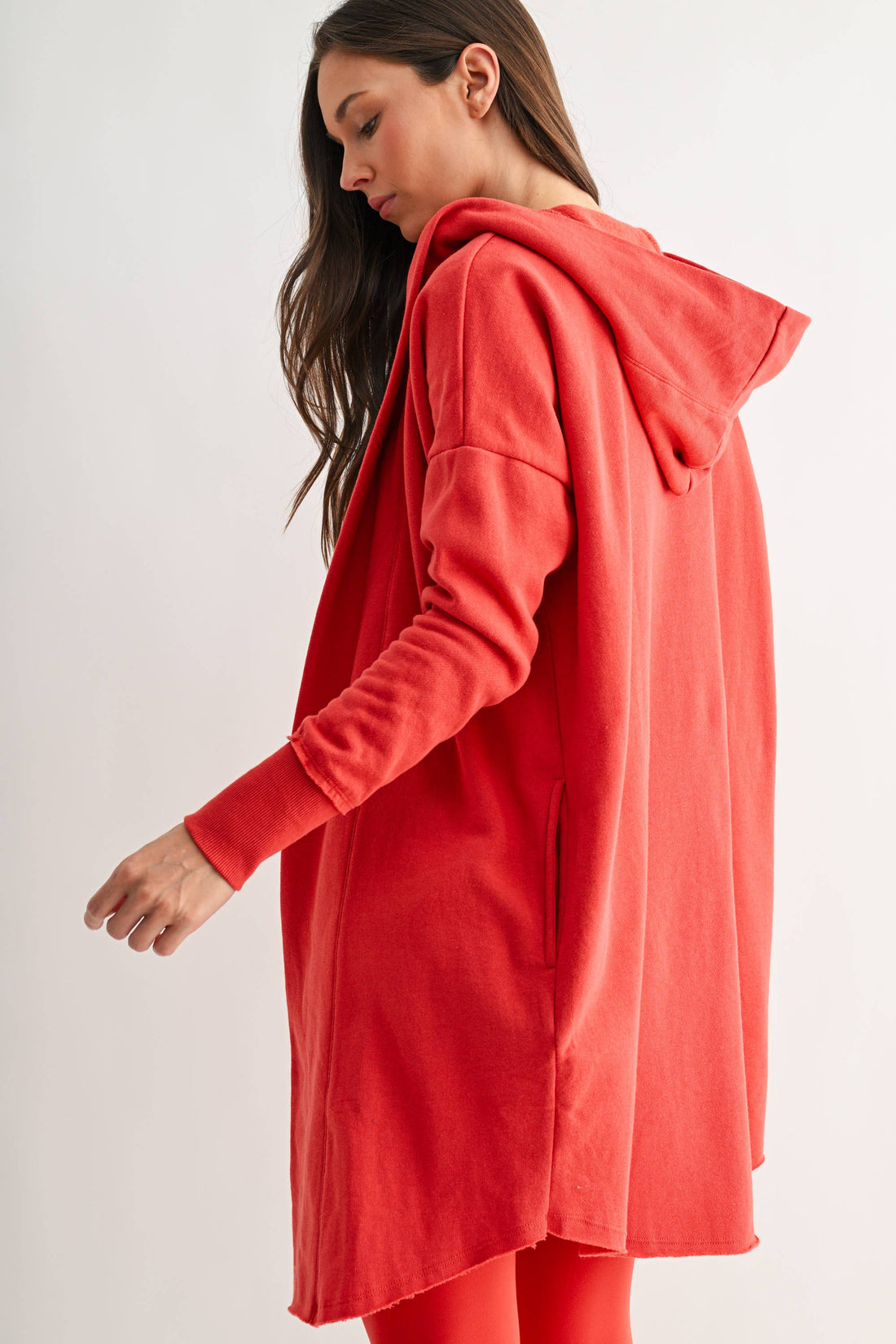 Open Front Longline Hoodie Cardigan