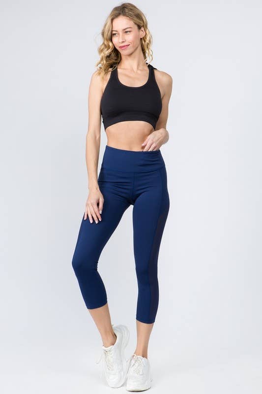 Mesh Side Workout Capri Wt/Pocket