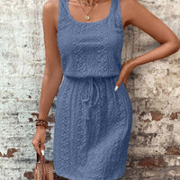 Sleeveless Lace Drawstring Dress