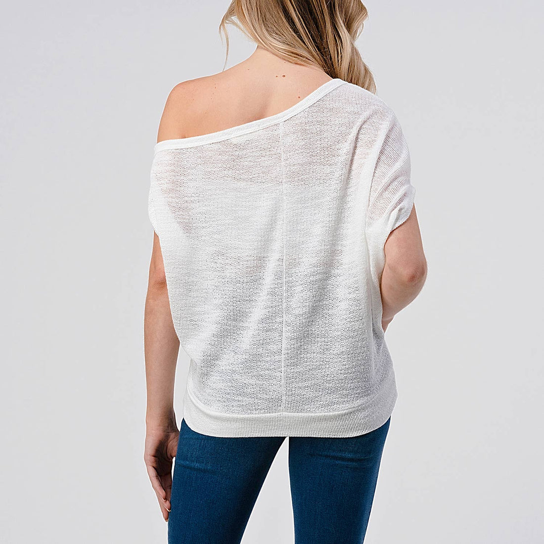 Off-Shoulder Knitted Short Sleeve Dolman
