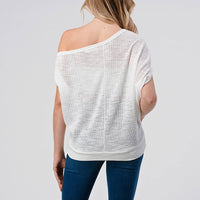 Off-Shoulder Knitted Short Sleeve Dolman