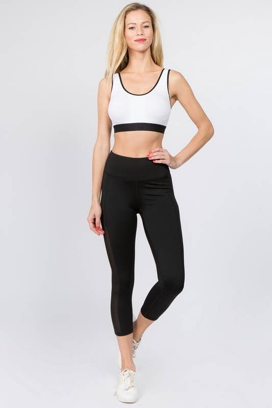 Mesh Side Workout Capri Wt/Pocket