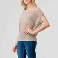 Off-Shoulder Knitted Short Sleeve Dolman