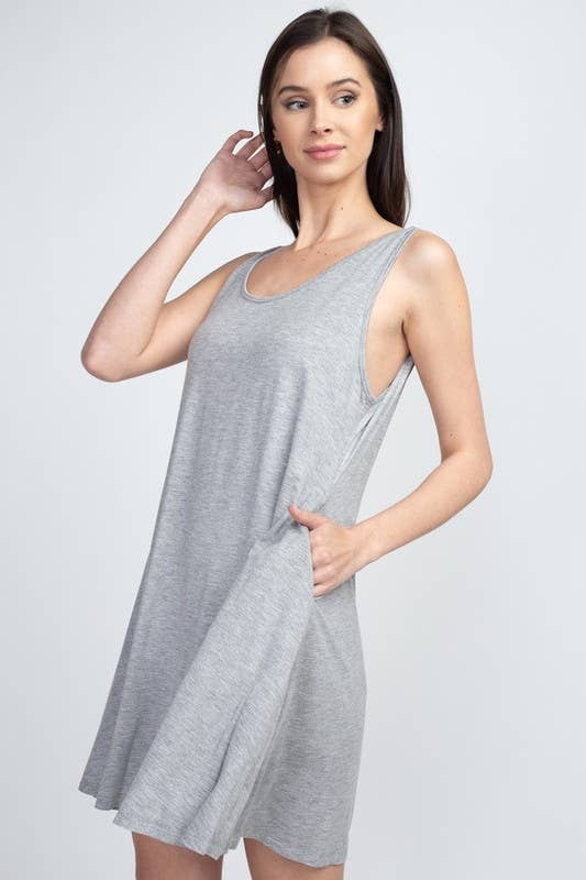 Twist Strap Low Back Dress with Pockets