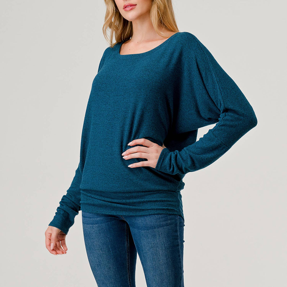 Round Neck Brushed Knit Longsleeve Dolman
