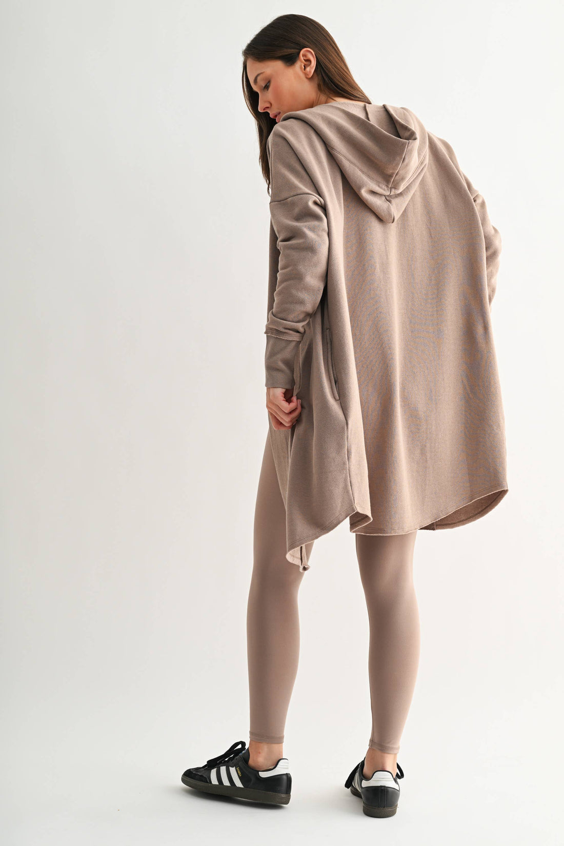 Open Front Longline Hoodie Cardigan