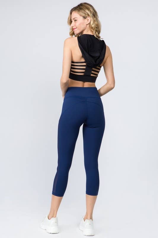 Mesh Side Workout Capri Wt/Pocket