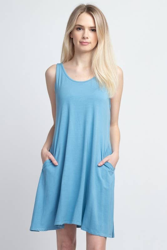 Twist Strap Low Back Dress with Pockets
