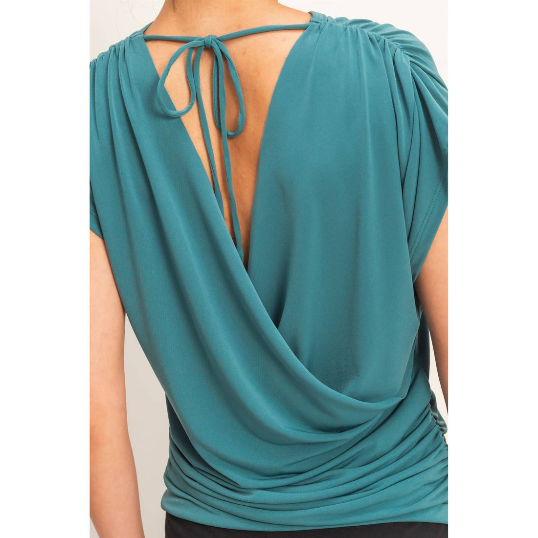 Cowl Back Draped Cap Sleeve Top