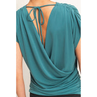 Cowl Back Draped Cap Sleeve Top
