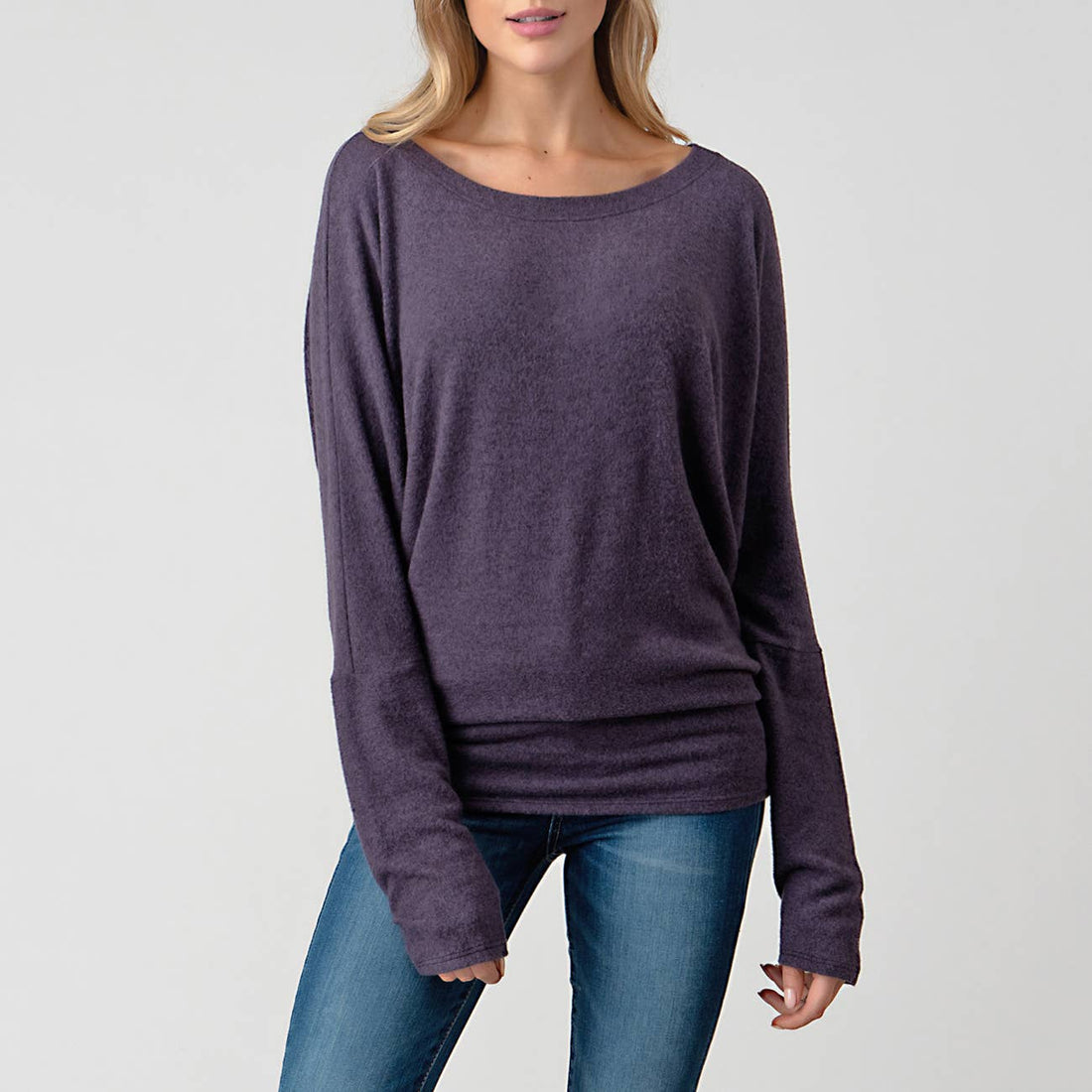 Round Neck Brushed Knit Longsleeve Dolman