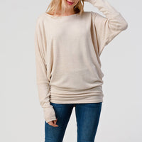 Round Neck Brushed Knit Longsleeve Dolman