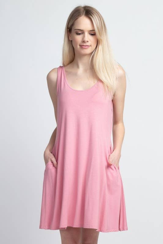 Twist Strap Low Back Dress with Pockets