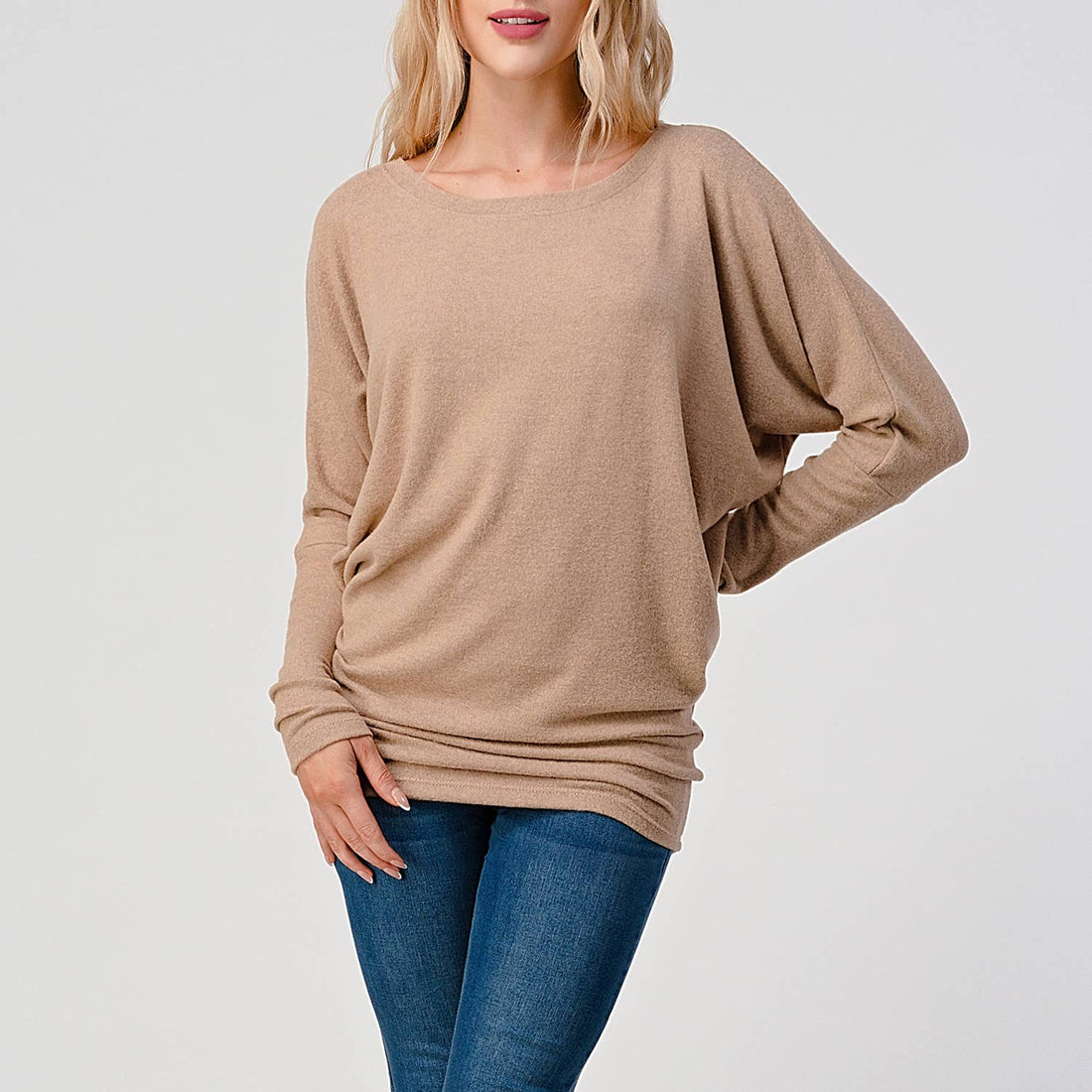 Round Neck Brushed Knit Longsleeve Dolman