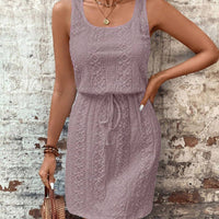 Sleeveless Lace Drawstring Dress