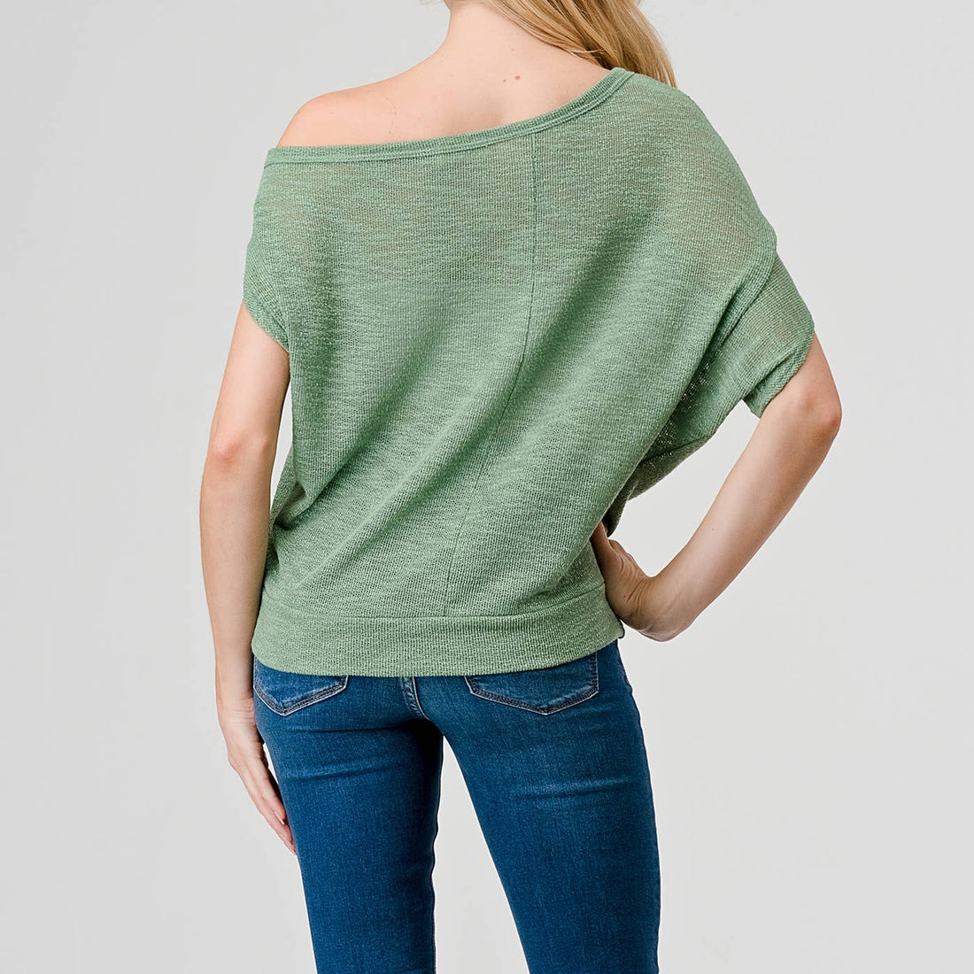 Off-Shoulder Knitted Short Sleeve Dolman