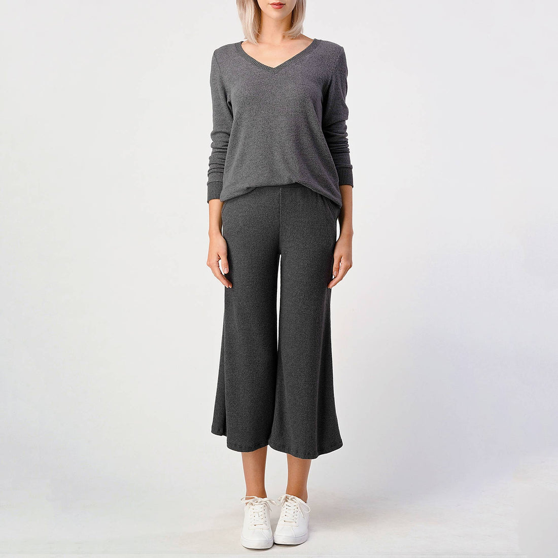 Brushed Rib Knit Lounge Capri