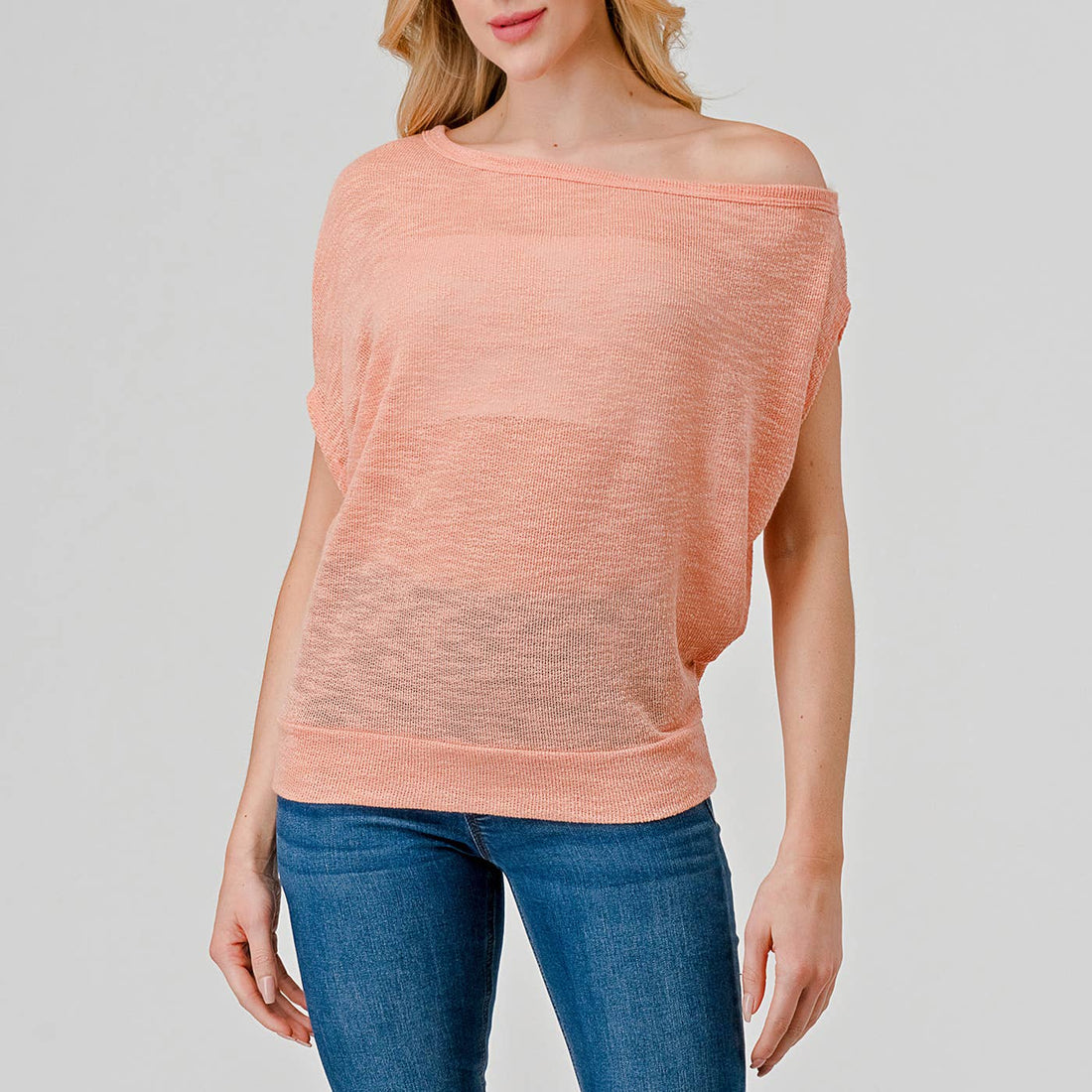 Off-Shoulder Knitted Short Sleeve Dolman